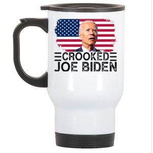 Crooked Joe Biden Flag Pro Trump 2024 Stainless Steel Travel Mug