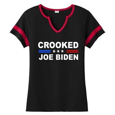 Crooked Joe Biden Trump Quote Political Ladies Halftime Notch Neck Tee