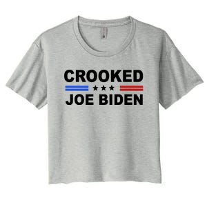 Crooked Joe Biden Trump Quote Political Women's Crop Top Tee