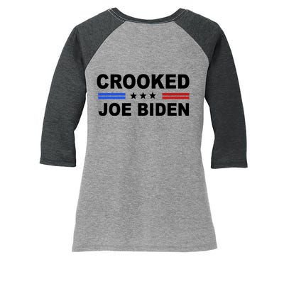 Crooked Joe Biden Trump Quote Political Women's Tri-Blend 3/4-Sleeve Raglan Shirt