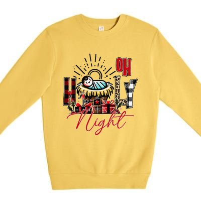 Christmas Jesus Born Holly Night Premium Crewneck Sweatshirt