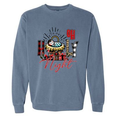 Christmas Jesus Born Holly Night Garment-Dyed Sweatshirt