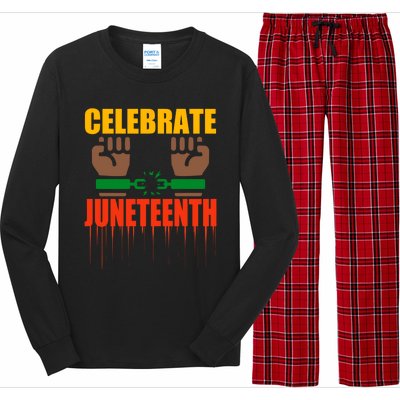 Celebrate Juneteenth Breaking Chains Slavery Freedom Funny Gift Long Sleeve Pajama Set