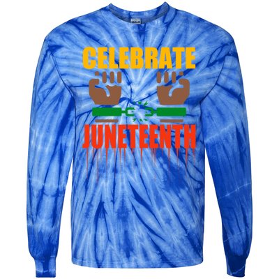 Celebrate Juneteenth Breaking Chains Slavery Freedom Funny Gift Tie-Dye Long Sleeve Shirt