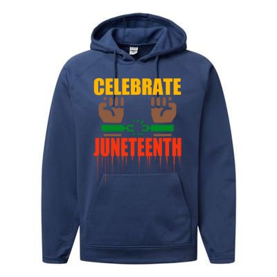 Celebrate Juneteenth Breaking Chains Slavery Freedom Funny Gift Performance Fleece Hoodie