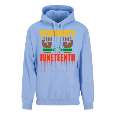 Celebrate Juneteenth Breaking Chains Slavery Freedom Funny Gift Unisex Surf Hoodie