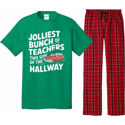 Christmas Jolliest Bunch Of Teachers This Side Of The Hallway Xmas Funny Gift Pajama Set