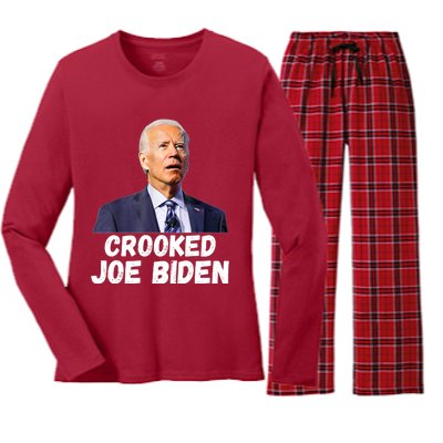 Crooked Joe Biden Trump Quote Called Joe Biden Crooked Women's Long Sleeve Flannel Pajama Set 