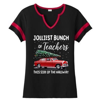 Christmas Jolliest Bunch Of Teachers This Side Of The Hallway Ladies Halftime Notch Neck Tee