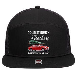 Christmas Jolliest Bunch Of Teachers This Side Of The Hallway 7 Panel Mesh Trucker Snapback Hat