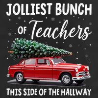 Christmas Jolliest Bunch Of Teachers This Side Of The Hallway 7 Panel Mesh Trucker Snapback Hat