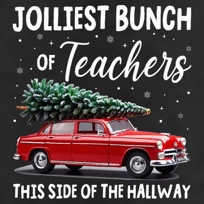 Christmas Jolliest Bunch Of Teachers This Side Of The Hallway 7 Panel Mesh Trucker Snapback Hat