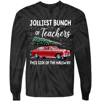 Christmas Jolliest Bunch Of Teachers This Side Of The Hallway Tie-Dye Long Sleeve Shirt