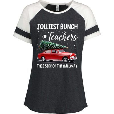 Christmas Jolliest Bunch Of Teachers This Side Of The Hallway Enza Ladies Jersey Colorblock Tee