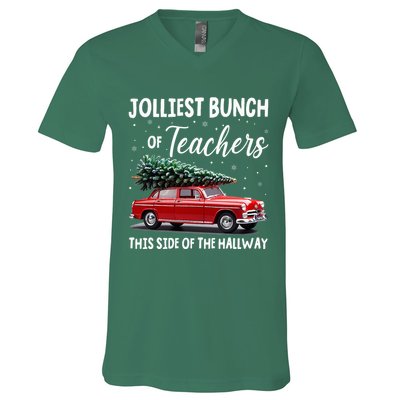 Christmas Jolliest Bunch Of Teachers This Side Of The Hallway V-Neck T-Shirt