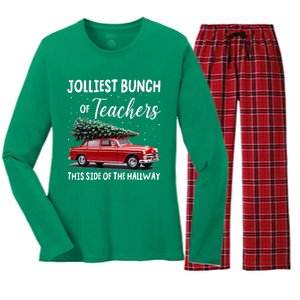 Christmas Jolliest Bunch Of Teachers This Side Of The Hallway Women's Long Sleeve Flannel Pajama Set 