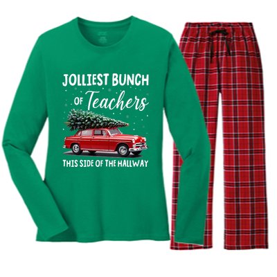 Christmas Jolliest Bunch Of Teachers This Side Of The Hallway Women's Long Sleeve Flannel Pajama Set 