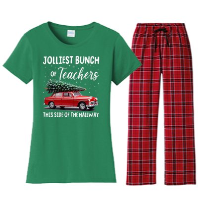 Christmas Jolliest Bunch Of Teachers This Side Of The Hallway Women's Flannel Pajama Set