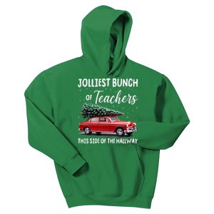 Christmas Jolliest Bunch Of Teachers This Side Of The Hallway Kids Hoodie