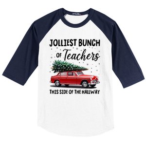 Christmas Jolliest Bunch Of Teachers This Side Of The Hallway Baseball Sleeve Shirt