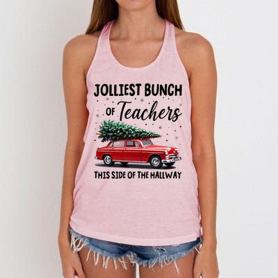 Christmas Jolliest Bunch Of Teachers This Side Of The Hallway Women's Knotted Racerback Tank