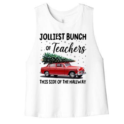 Christmas Jolliest Bunch Of Teachers This Side Of The Hallway Women's Racerback Cropped Tank