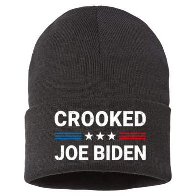 Crooked Joe Biden Trump Quote Called Joe Biden Crooked Sustainable Knit Beanie