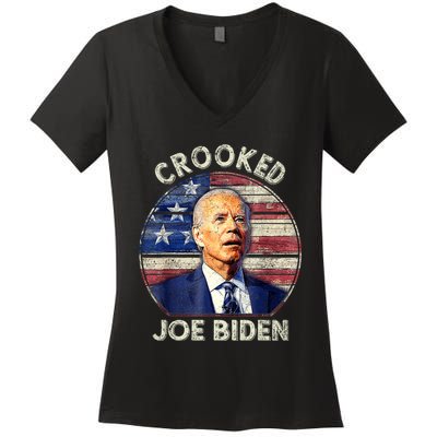 Crooked Joe Biden Trump Quote Called Joe Biden Crooked Women's V-Neck T-Shirt