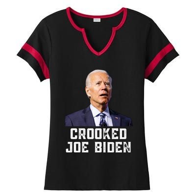 Crooked Joe Biden Trump Quote Called Joe Biden Crooked Ladies Halftime Notch Neck Tee