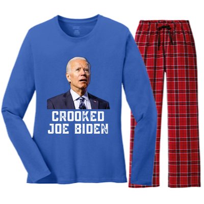 Crooked Joe Biden Trump Quote Called Joe Biden Crooked Women's Long Sleeve Flannel Pajama Set 