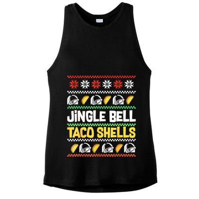 Christmas Jingle Bells Taco Shells Funny Ugly Xmas Sweater Ladies PosiCharge Tri-Blend Wicking Tank