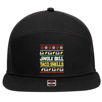 Christmas Jingle Bells Taco Shells Funny Ugly Xmas Sweater 7 Panel Mesh Trucker Snapback Hat