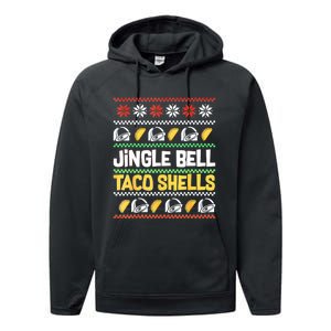 Christmas Jingle Bells Taco Shells Funny Ugly Xmas Sweater Performance Fleece Hoodie