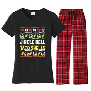 Christmas Jingle Bells Taco Shells Funny Ugly Xmas Sweater Women's Flannel Pajama Set