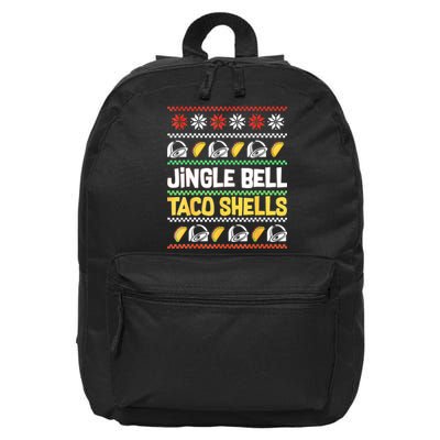 Christmas Jingle Bells Taco Shells Funny Ugly Xmas Sweater 16 in Basic Backpack