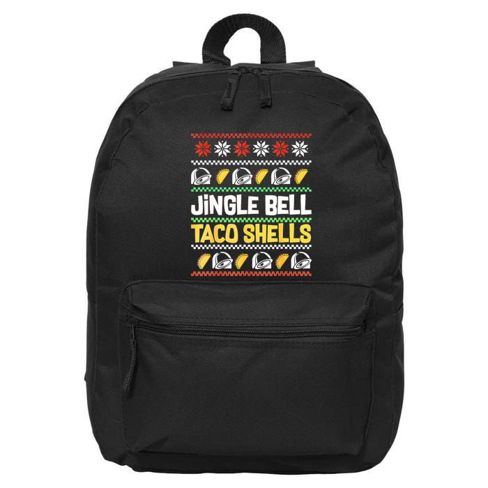 Christmas Jingle Bells Taco Shells Funny Ugly Xmas Sweater 16 in Basic Backpack