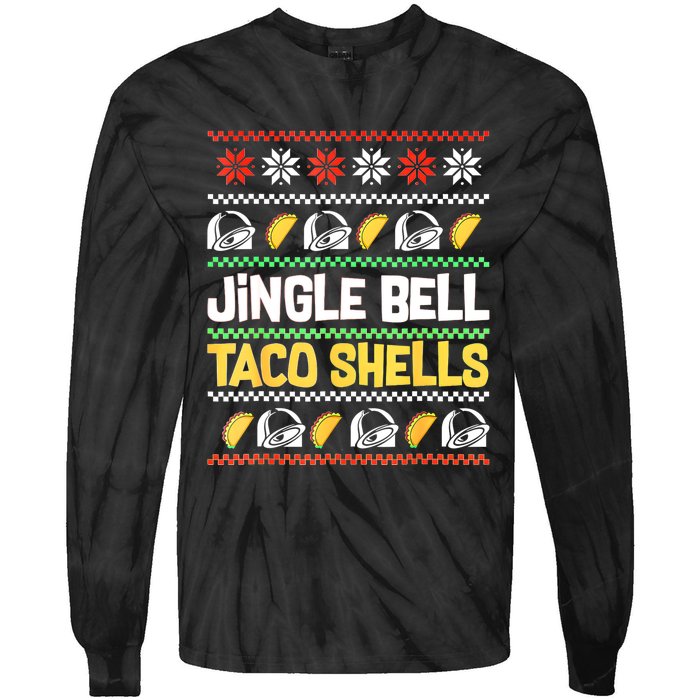 Christmas Jingle Bells Taco Shells Funny Ugly Xmas Sweater Tie-Dye Long Sleeve Shirt