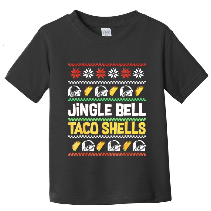 Christmas Jingle Bells Taco Shells Funny Ugly Xmas Sweater Toddler T-Shirt
