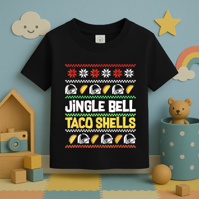 Christmas Jingle Bells Taco Shells Funny Ugly Xmas Sweater Toddler T-Shirt