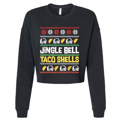 Christmas Jingle Bells Taco Shells Funny Ugly Xmas Sweater Cropped Pullover Crew