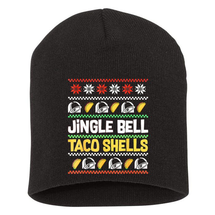Christmas Jingle Bells Taco Shells Funny Ugly Xmas Sweater Short Acrylic Beanie