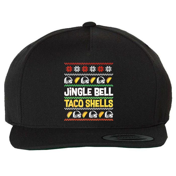 Christmas Jingle Bells Taco Shells Funny Ugly Xmas Sweater Wool Snapback Cap