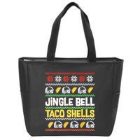 Christmas Jingle Bells Taco Shells Funny Ugly Xmas Sweater Zip Tote Bag