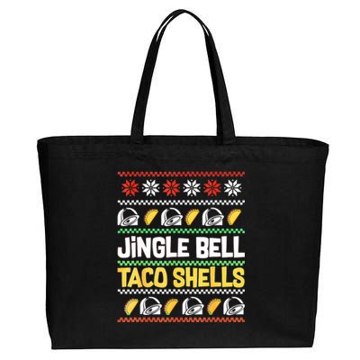 Christmas Jingle Bells Taco Shells Funny Ugly Xmas Sweater Cotton Canvas Jumbo Tote