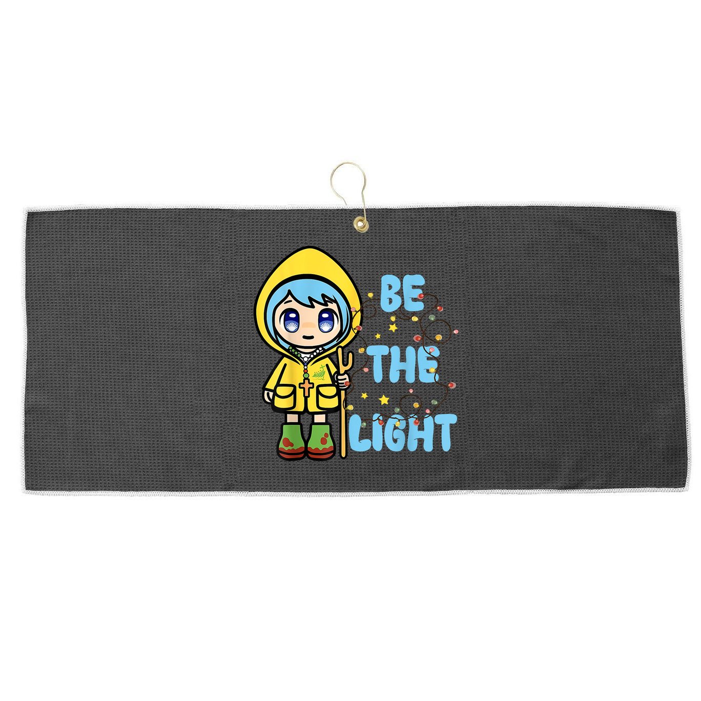 Christmas Jubilee Be The Light Luce Anime Mascot Of The 2025 Xmas Gift Large Microfiber Waffle Golf Towel