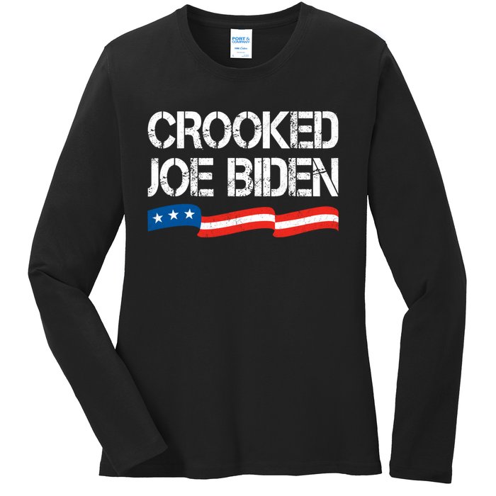 Crooked Joe Biden Trump Quote Called Joe Biden Crooked Ladies Long Sleeve Shirt