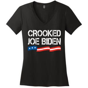 Crooked Joe Biden Trump Quote Called Joe Biden Crooked Women's V-Neck T-Shirt