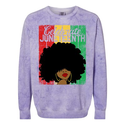 Celebrate Juneteenth Blm Melanin Black History Month Gift Colorblast Crewneck Sweatshirt