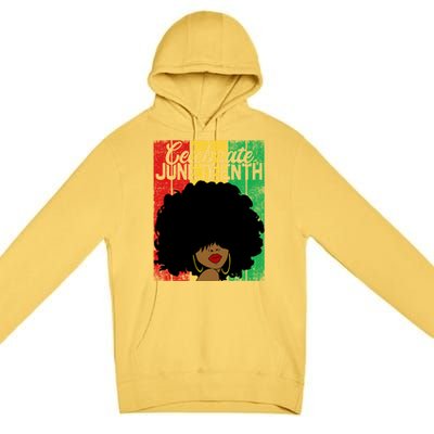 Celebrate Juneteenth Blm Melanin Black History Month Gift Premium Pullover Hoodie