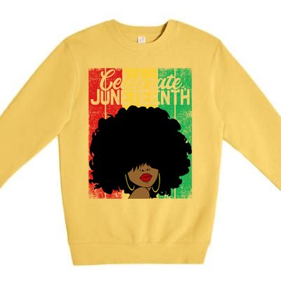 Celebrate Juneteenth Blm Melanin Black History Month Gift Premium Crewneck Sweatshirt